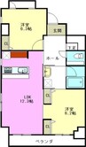 ミクニハイツ 2LDKの間取り