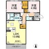 セレーノ古新 2LDKの間取り