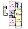 カーサ　ヴィオラ 2LDKの間取り