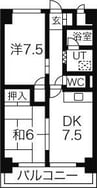 コスモハイム七番町 2DKの間取り
