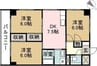 バロワール宝神 3DKの間取り