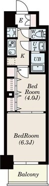 S-RESIDENCE六番町 2Kの間取り