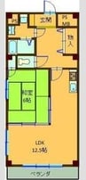 グランドヒルズ入場3番館 1LDKの間取り