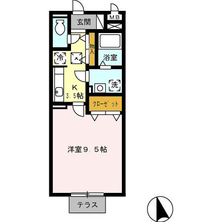 マ　メゾン菊住Ｗ 1Kの間取り