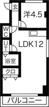 パークテラス道徳 1LDKの間取り