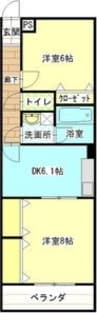 レージュ道徳 2DKの間取り