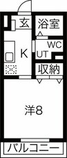 マイプレイス大同 1Kの間取り