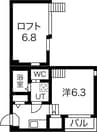 秀名館 1Kの間取り