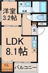オウルージュ鶴里駅前 1LDKの間取り