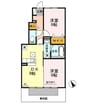 パークヒルズ ミモザ 2DKの間取り