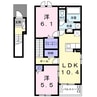 ルミエール伏見 2LDKの間取り