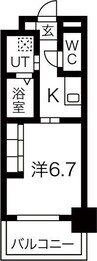 リシュドール伝馬 1Kの間取り