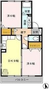 ウィルモア星宮A 2DKの間取り