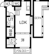 ヴィラ駈上 1LDKの間取り