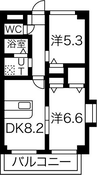 パセオ見晴I 2DKの間取り