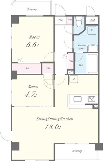 間取図 Bonne ChanceⅡ(ボンヌシャンスツー)