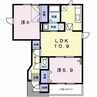 バーシア北崎 2LDKの間取り