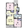 ルピチェーノ 2LDKの間取り