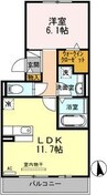 スプリングウッド 1LDKの間取り