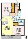 ソレイユ 2LDKの間取り
