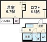 A.K.15六番町 1Kの間取り