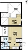 リシュテール 1Rの間取り