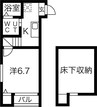 コーエイⅡ 1Kの間取り