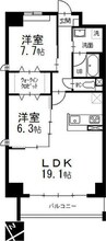 オルソパール伝馬 2LDKの間取り