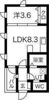 Caldo道徳公園　b 1LDKの間取り
