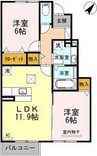 フルール 2LDKの間取り