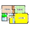 インペリアル文苑 2LDKの間取り