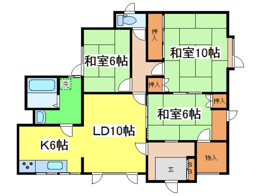 間取図 白糠町恋問1ー2ー11貸家
