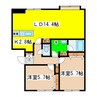 グラン・クリスタル 2LDKの間取り
