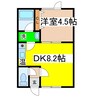コーポリベラルⅡ 1DKの間取り