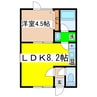 コーポリベラルⅡ 1LDKの間取り