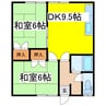 コーポ松長 2DKの間取り