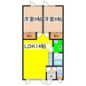 ハイツ星 2LDKの間取り