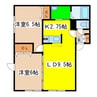 コーポブレーメンＣ館 2LDKの間取り