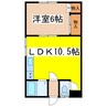 富士見東棟 1LDKの間取り
