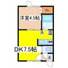 ハイムきもと 1DKの間取り