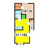 アビタシオン芦野 1DKの間取り