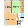 春日ハイツB 2DKの間取り