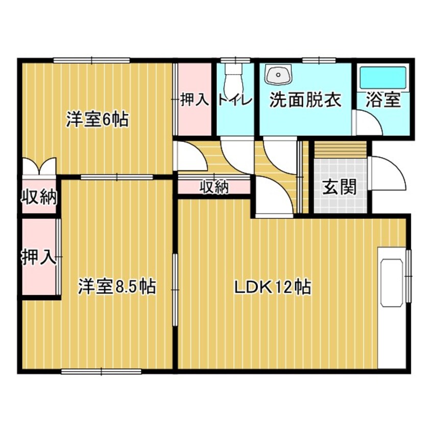 間取図 根室本線・花咲線/柏林台駅 徒歩35分 築30年