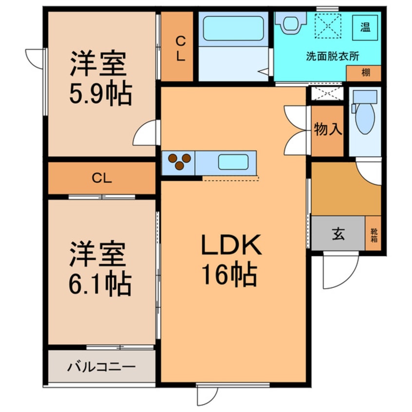間取図 ＴＯＷＮ ＫＩＮＯ８　Ａ棟