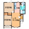 パールコート 2LDKの間取り