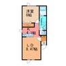 クローバーＢ（南棟） 1LDKの間取り