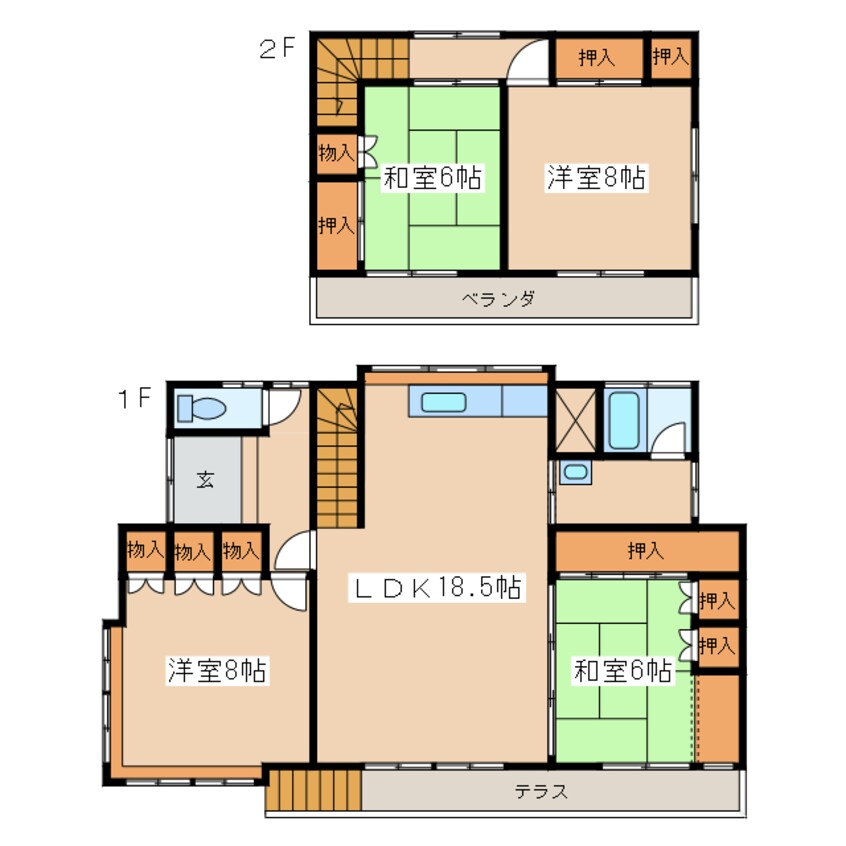 間取図 桜ヶ岡6-2-20貸家