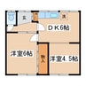 吉田マンション 2DKの間取り