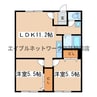 エーコー桜ヶ岡 2LDKの間取り