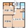 コーポ永住 2LDKの間取り